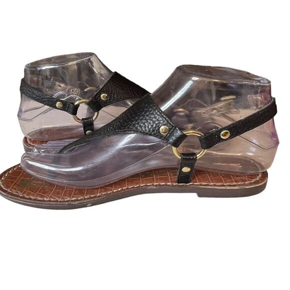 Sam Edelman Greta Sandals Womens 6 M Black Slip On Buckle Strap Flats Comfort - Picture 5 of 7